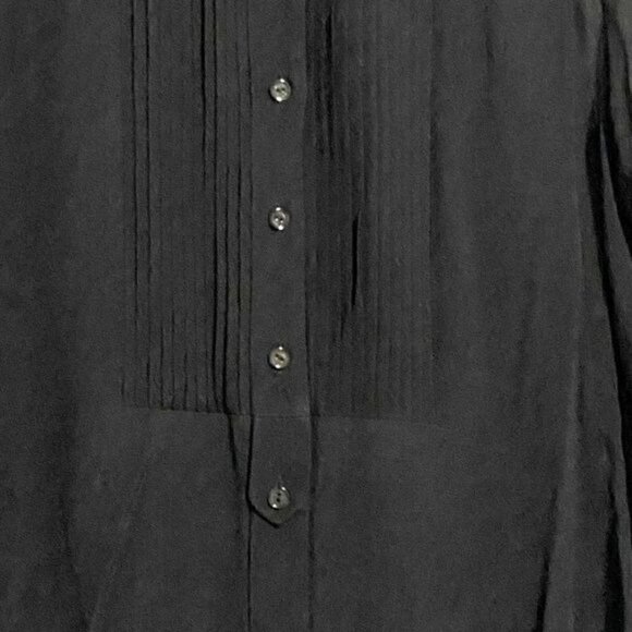 Vince tuxedo style black chiffon blouse with pintuck/pleats, size 2 - Picture 4 of 8